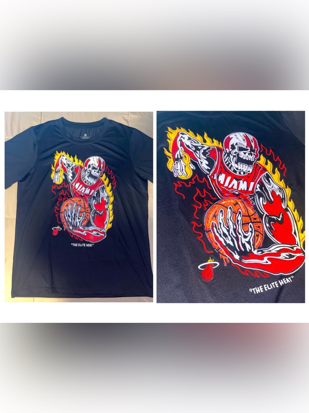 Men’s Black Short Sleeve MIAMI HEAT NBA Graphic T Shirt THE ELITE HEAT